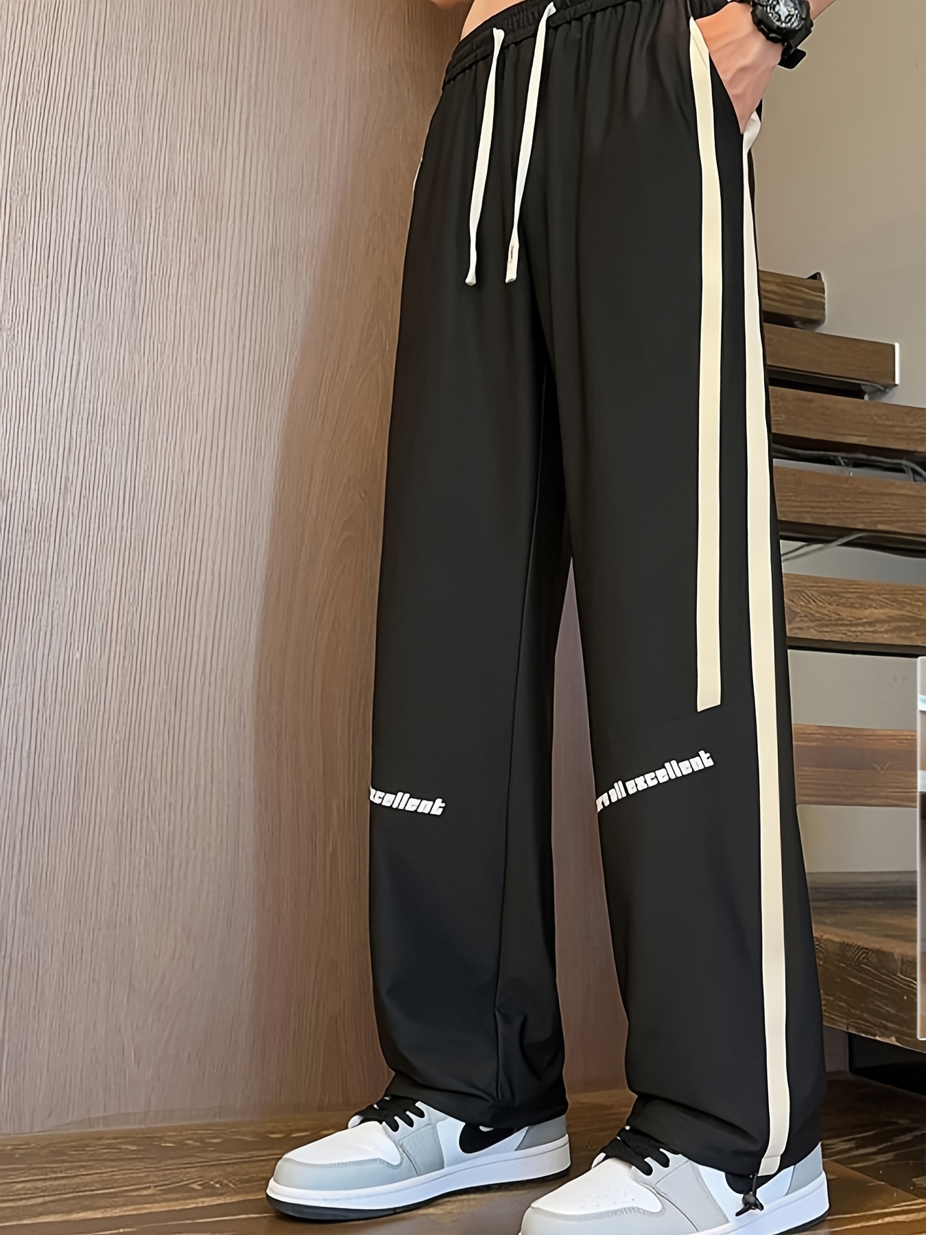 mens ice quality casual pants with waist trendy striped trousers details 2