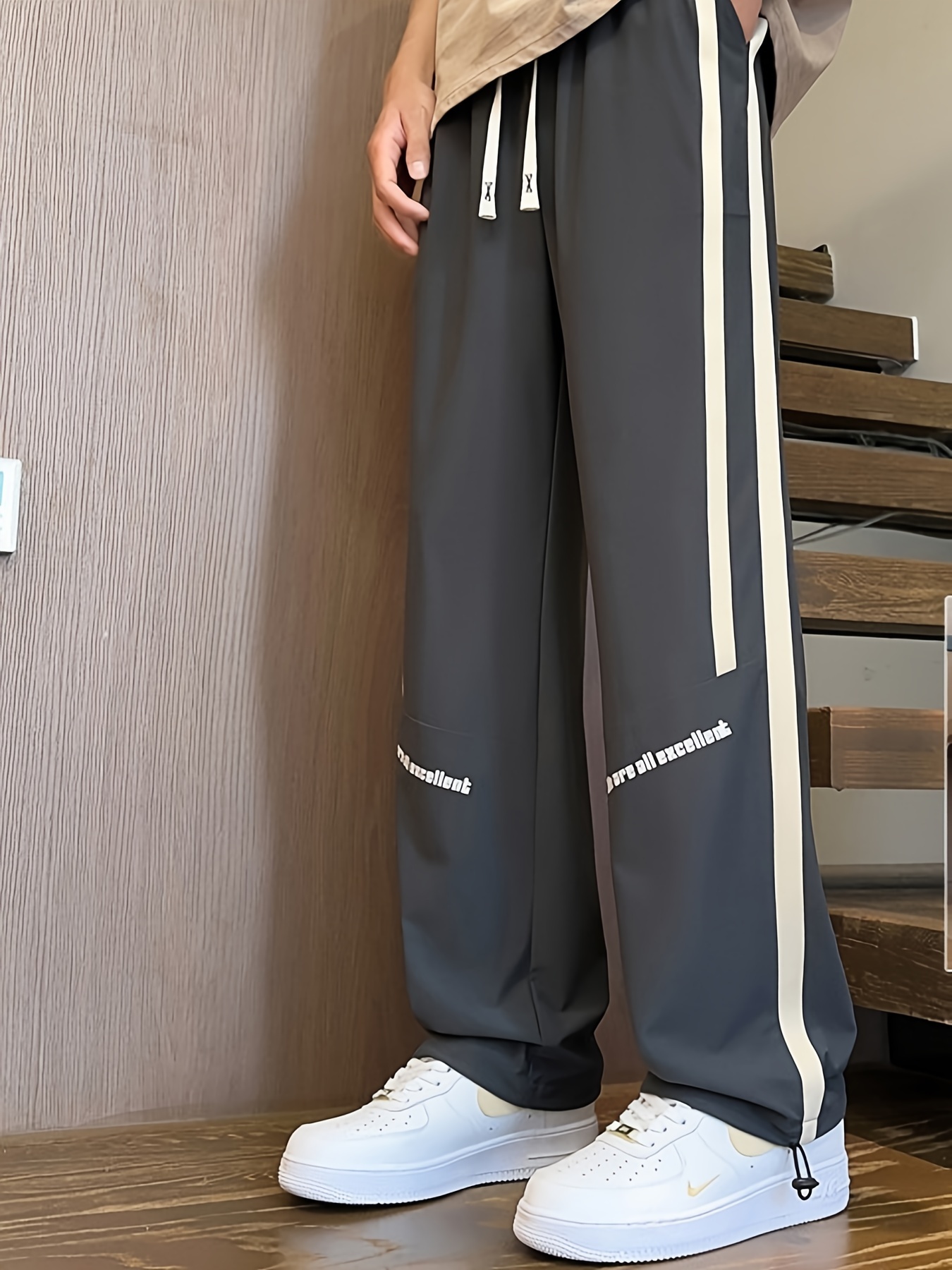 mens ice quality casual pants with waist trendy striped trousers details 4