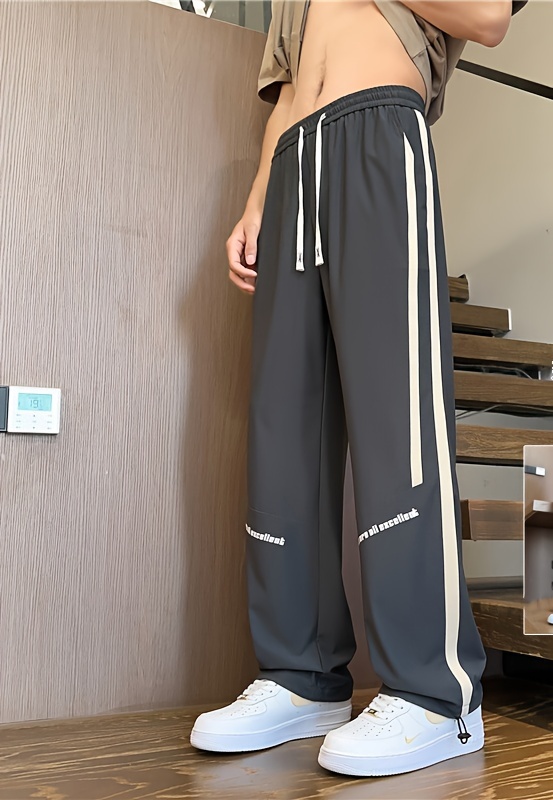 mens ice quality casual pants with waist trendy striped trousers details 5