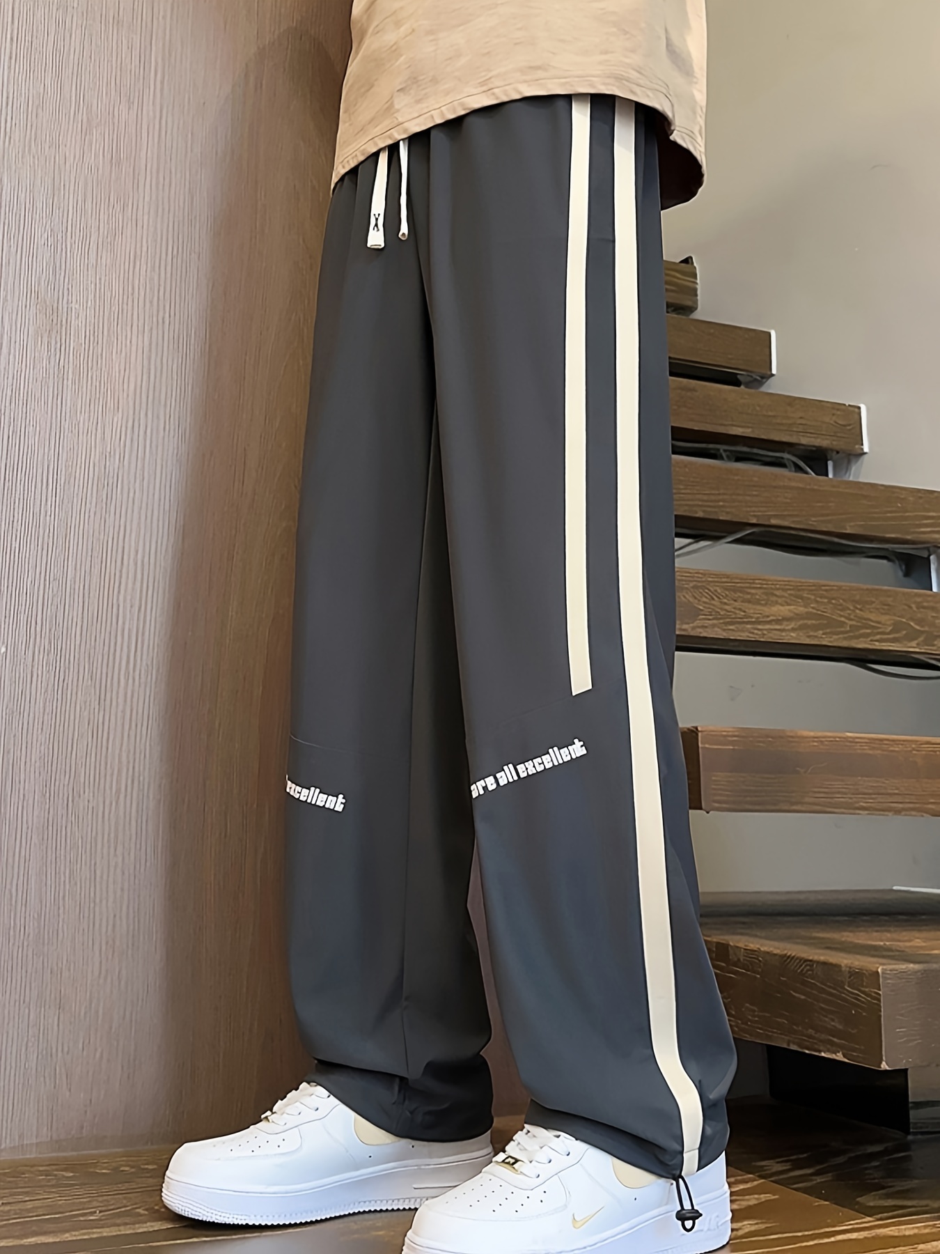 mens ice quality casual pants with waist trendy striped trousers details 6