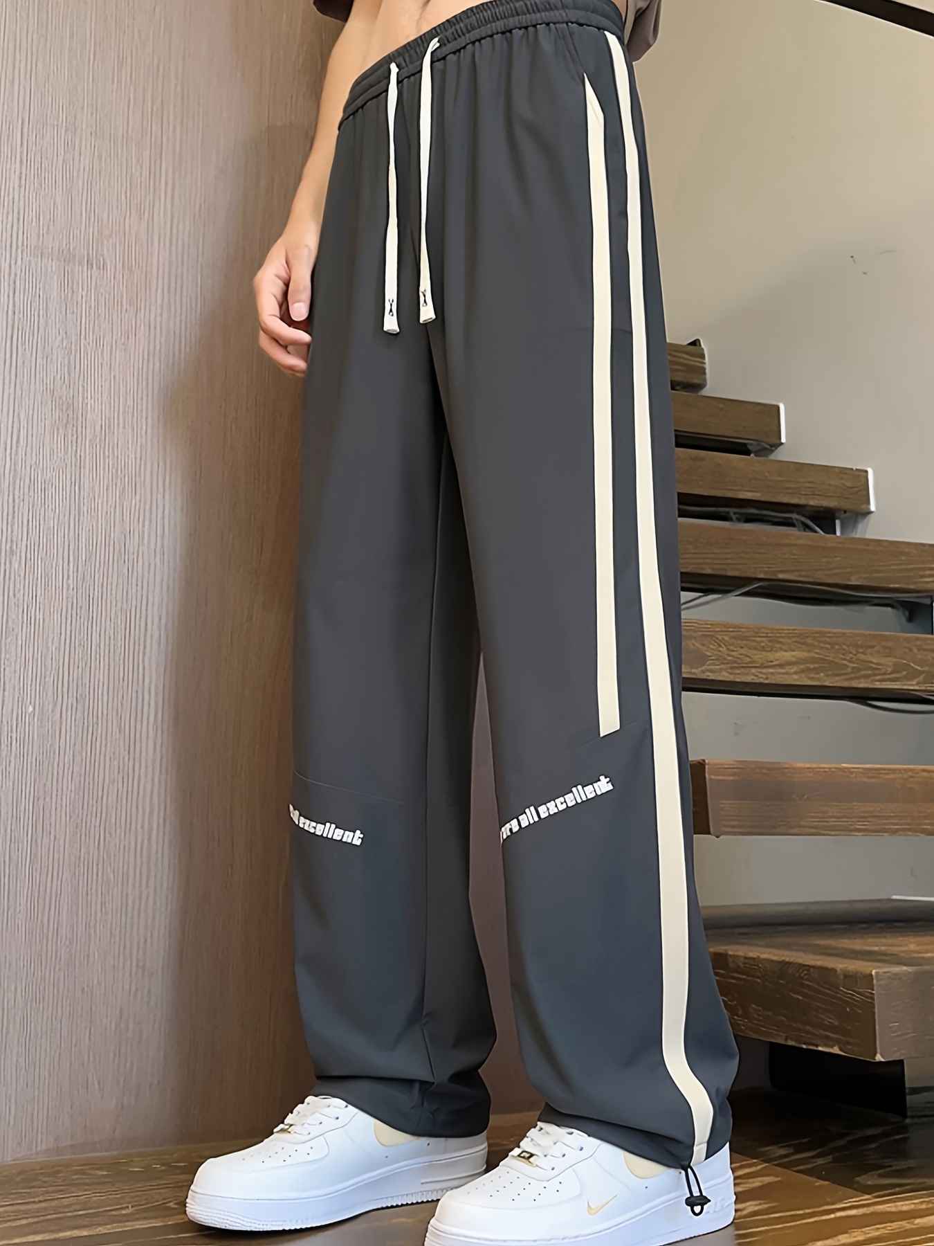 mens ice quality casual pants with waist trendy striped trousers details 8