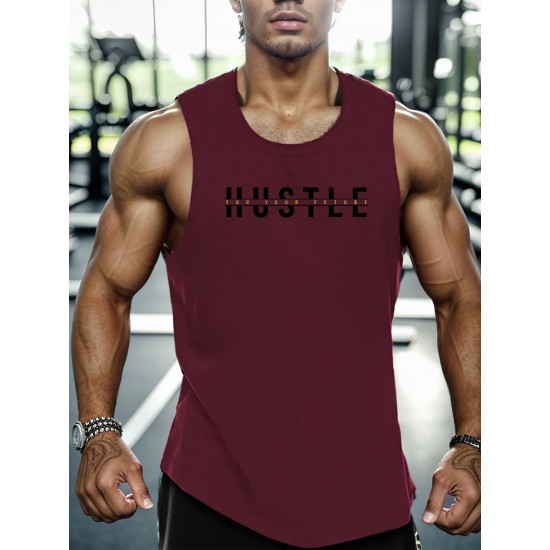 Hustle Print Men's Pullover Round Neck Hoodies With Kangaroo Pocket Long Sleeve Hooded Sweatshirt Loose Casual Top For Autumn Winter Men's Clothing As Gifts